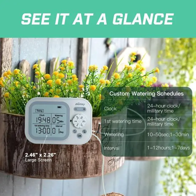 Alt view image 7 of 7 - Automatic Plant Waterer Self Watering System Indoor for 15 Potted Plants Pack of 2, Auto Drip Irrigation Kit Programmable Water Timer w Smart Humidity Detection