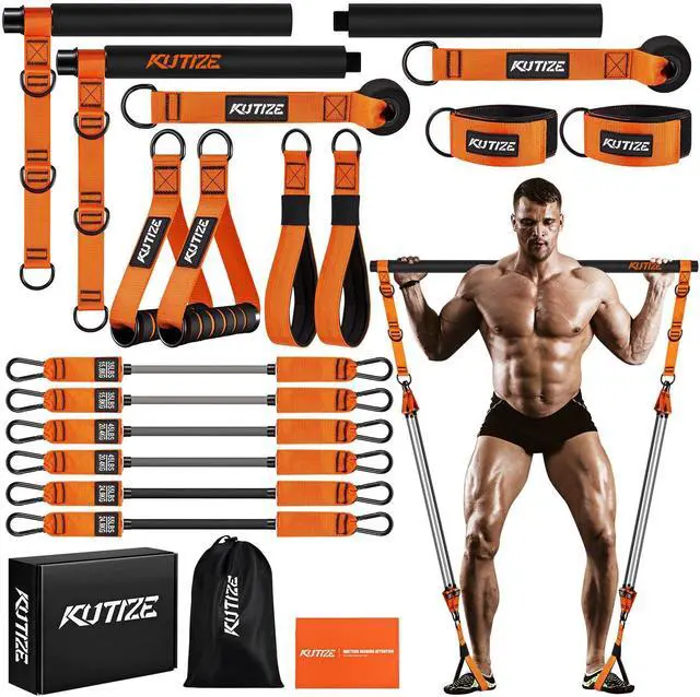 Main image of Pilates Bar Kit with Resistance Bands, Heavy Duty Pilates Equipment for Men, Training Bands with Handles for Legs, Hip, Back, Arm, Abs, Chest, Shoulders, Portable Home Gym Workout Equipment