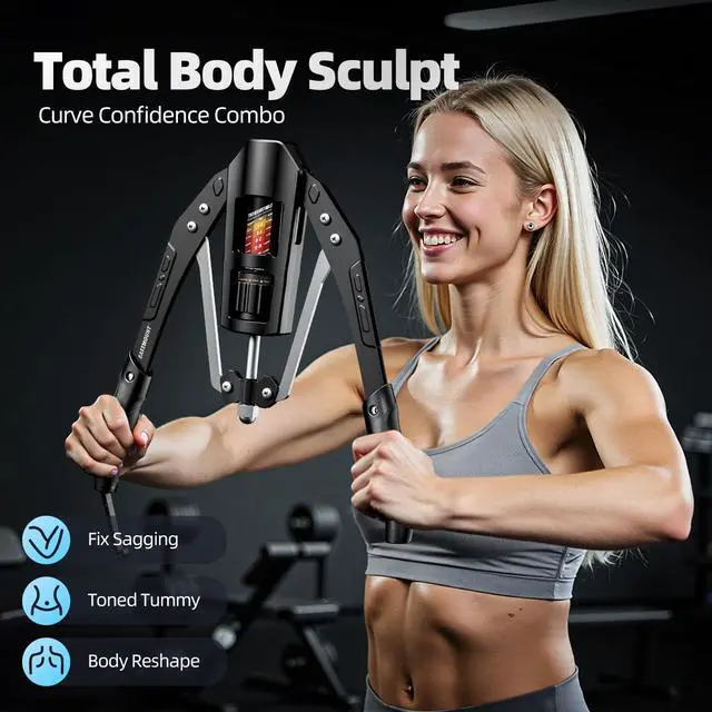 Alt view image 5 of 7 - Twister Arm Exerciser - Adjustable 22-440lbs Hydraulic Power Twister, Home Chest Expander, Shoulder Muscle Training Fitness Equipment, Arm Enhanced Exercise Strengthener (FullBlack)