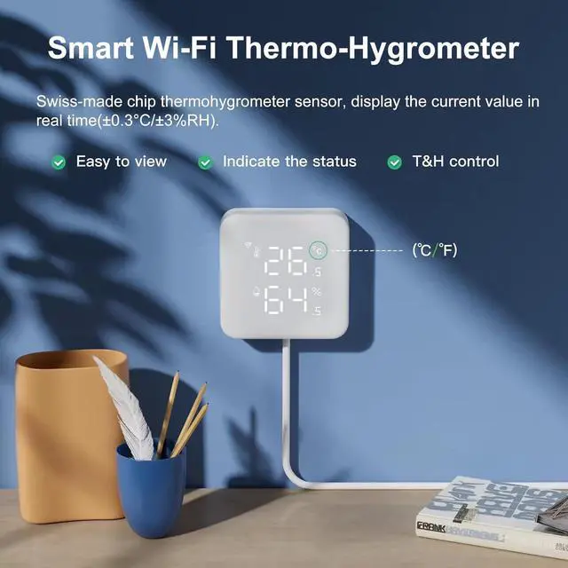 Alt view image 5 of 7 - Smart Air Conditioner & Heater Pump Controller, WiFi IR Remote Control for Mini Split AC, Portable & Window AC, Temperature and Humidity Automation Controllers, Compatible with Alexa/Google