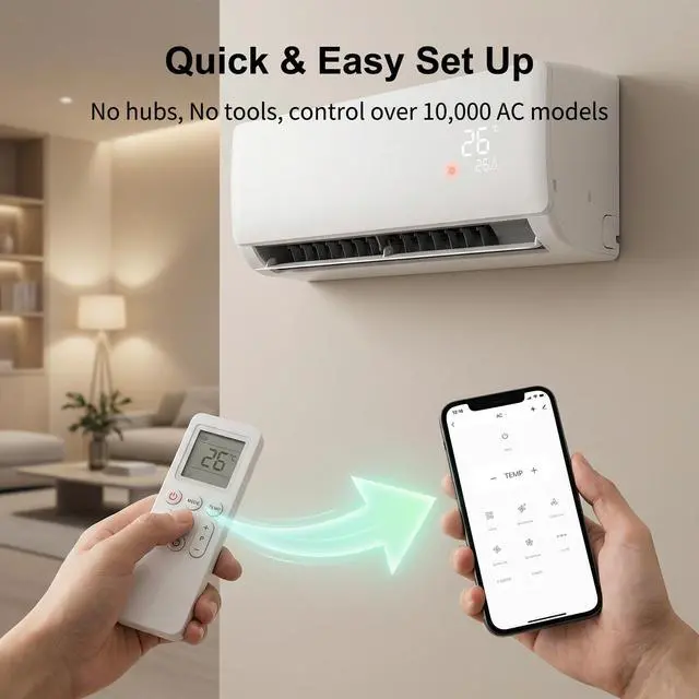 Alt view image 6 of 7 - Smart Air Conditioner & Heater Pump Controller, WiFi IR Remote Control for Mini Split AC, Portable & Window AC, Temperature and Humidity Automation Controllers, Compatible with Alexa/Google