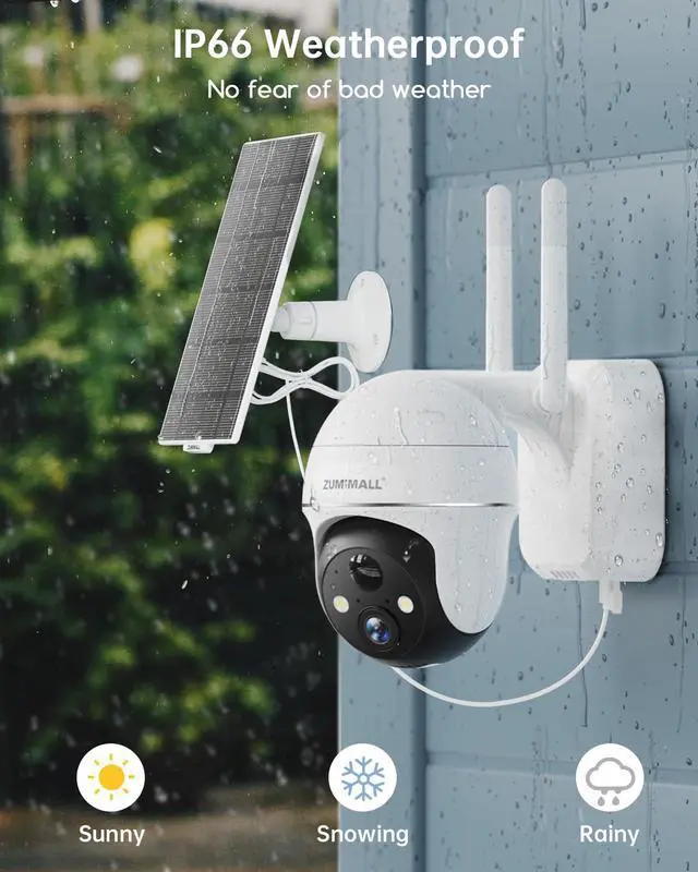 Alt view image 7 of 7 - Solar Security Cameras Wireless Outdoor, 360° View Outdoor Camera Wireless Solar Powered,2.4G WiFi2K/3MP Color Night Vision,2-Way Talk, PIR Motion Alert, Cloud Storage, Work with Alexa