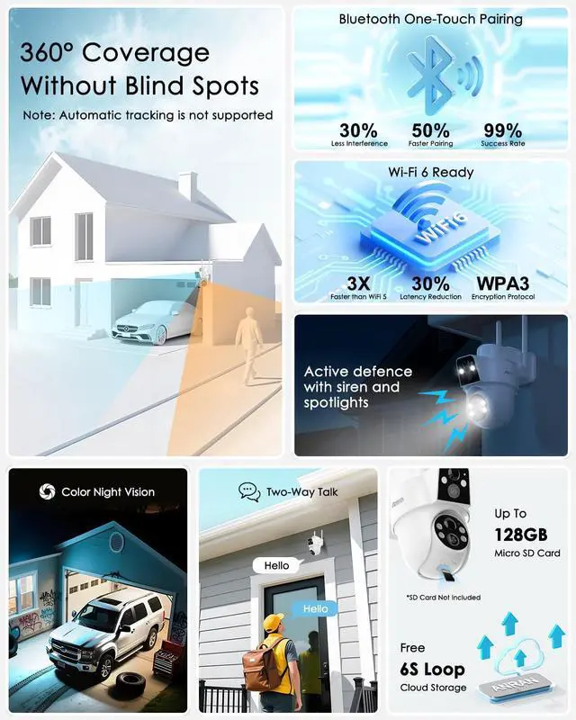 Alt view image 5 of 7 - Dual-Lens Solar Security Camera, 3MP Wireless Outdoor Camera for Home Security, 100% Wire-Free with Solar Panel, Color Night Vision, Motion Detection, 2.4GHz WiFi, IP66 Weatherproof