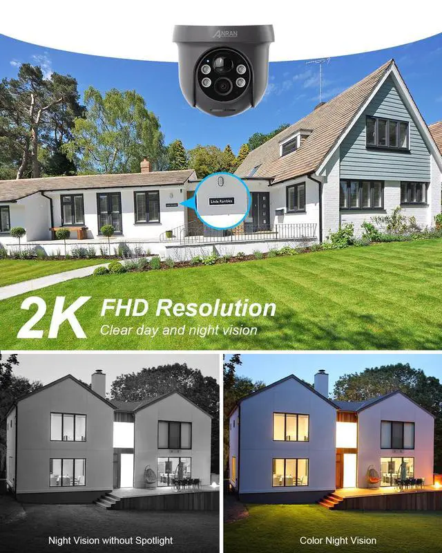 Alt view image 4 of 7 - Security Camera Wireless Outdoor with 360° View, 2K Solar Outdoor Camera with Smart Siren, Spotlights, Color Night Vision, PIR Human Detection, Pan Tilt Control, 2-Way Talk, IP65, Q1 Grey