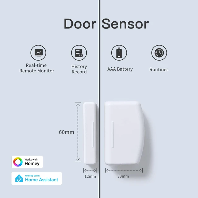 Alt view image 2 of 6 - Zigbee Contact Sensor 2 Pack,Door and Window Monitor, Home Automation,Works with Home Assistant,SmartThings,Aeotec,Homey,Hubitat or Echo Devices with Build-in Zigbee Hub,hub Required