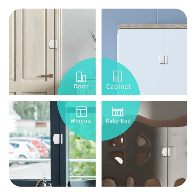 Alt view image 6 of 6 - Zigbee Contact Sensor 2 Pack,Door and Window Monitor, Home Automation,Works with Home Assistant,SmartThings,Aeotec,Homey,Hubitat or Echo Devices with Build-in Zigbee Hub,hub Required