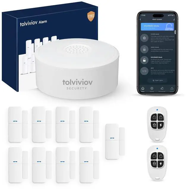 Main image of Home Alarm System(2nd Gen), 12 Pieces Smart Home Alarm Security System DIY No Monthly Fee, Phone Alert, Alarm Siren, Door/Window Sensors, Remotes, Work with Alexa, for House Apartment Office