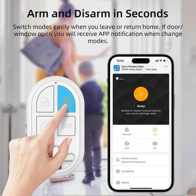 Alt view image 2 of 7 - Home Alarm System with PIR Motion Sensor, WiFi Wireless DIY Smart Door/Window Alarm for Home Security with Phone APP Alert 9 Pieces-Kit (Indoor PIR Alarm Host, 6 Door Sensors, 2 Remotes)