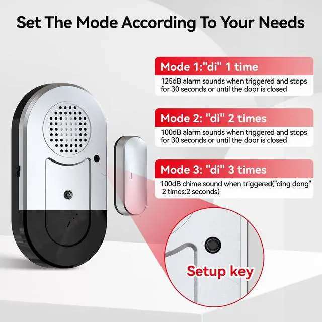 Alt view image 3 of 7 - Door Alarms When Opened,Door Window Alarm Sensors for Kids Safety/Home Security/Pool/Garage/Dementia/Toddler/Travel Security,Easy to Install,Volume Control/Loud Alert,Long Battery Life,10 Pack