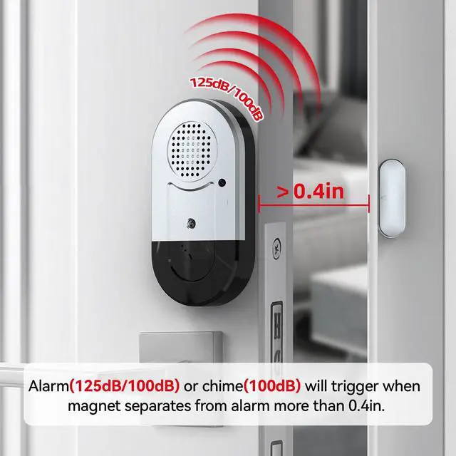 Alt view image 2 of 7 - Door Alarms When Opened,Door Window Alarm Sensors for Kids Safety/Home Security/Pool/Garage/Dementia/Toddler/Travel Security,Easy to Install,Volume Control/Loud Alert,Long Battery Life,10 Pack