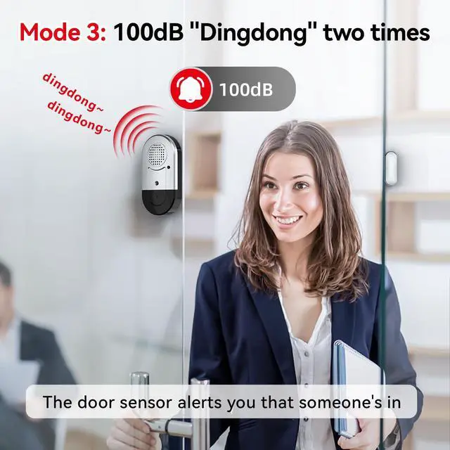Alt view image 6 of 7 - Door Alarms When Opened,Door Window Alarm Sensors for Kids Safety/Home Security/Pool/Garage/Dementia/Toddler/Travel Security,Easy to Install,Volume Control/Loud Alert,Long Battery Life,10 Pack
