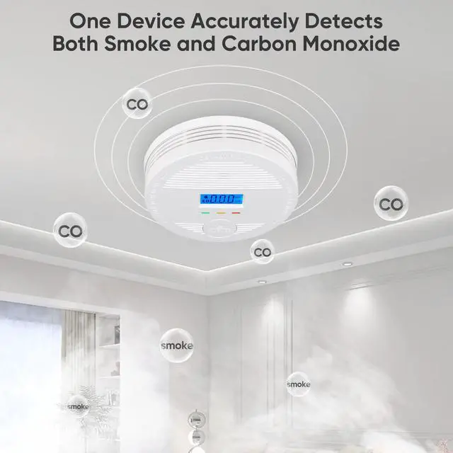 Alt view image 2 of 5 - Interconnected Smoke and Carbon Monoxide Detector, 10-Year Battery Wireless Interlinked Smoke & CO Alarm with Dual Sensors, Home Fire & CO Safety Protection (3Pack)