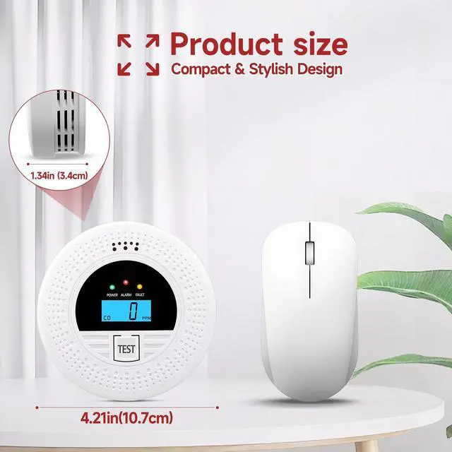 Alt view image 6 of 7 - 3-Pack Interconnected Smoke Detectors and Carbon Monoxide Alarm with Test & Silence Button, Battery Powered, Smoke and CO Detector for Any Room, Peace of Mind