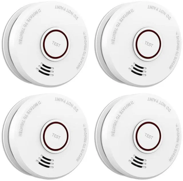Main image of 4 Pack Smoke Detector Fire Alarms 9V Battery Operated Photoelectric Sensor Smoke Alarms Easy to Install with Light Sound Warning, Test Button,9V Battery Included Fire Safety for Home