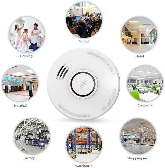 Alt view image 2 of 7 - 4 Pack Smoke Detector Fire Alarms 9V Battery Operated Photoelectric Sensor Smoke Alarms Easy to Install with Light Sound Warning, Test Button,9V Battery Included Fire Safety for Home