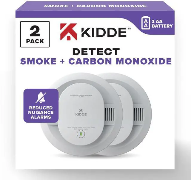 Main image of Smoke & Carbon Monoxide Detector, AA Battery Powered, LED Warning Light Indicators, 2 Pack