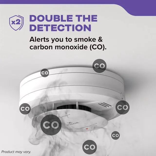 Alt view image 3 of 7 - Smoke & Carbon Monoxide Detector, AA Battery Powered, LED Warning Light Indicators, 2 Pack