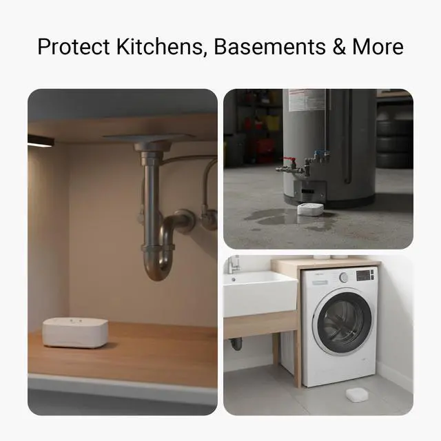 Alt view image 4 of 7 - Water Leak Starter Kit: Hub + 4 Leak Sensor 4 (105 dB Siren), LoRa Long-Range, App/SMS/Email Alerts, D2D Offline, 2 AAA Up to 5-Year Battery, Compatible with Alexa/IFTTT/Home Assistant