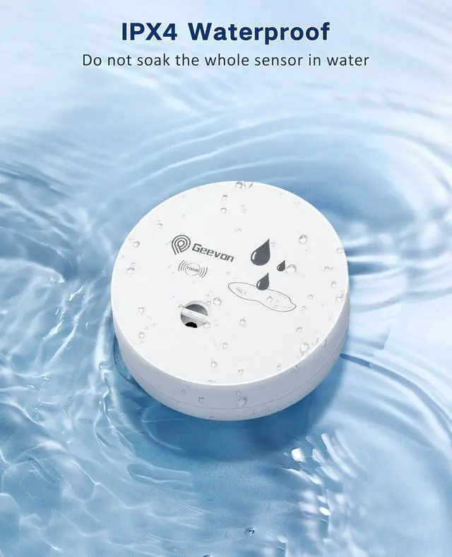 Alt view image 7 of 7 - 10 Pack Water Leak Detectors, 100dB Water Sensor Alarms Flood Detector for Basements, Bathrooms, Laundry Rooms, Kitchens, Garages, and Attics, Water Alarms Battery-Operated (Battery Included)