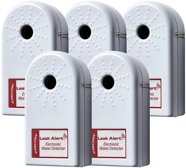 Main image of Leak Alert Water Leak Detector & Flood Sensor Alarm/Water Leak Sensor with Dual Leak Alarms 90dB Audio/Battery Powered (5 Pack) Batteries Not Incuded, (72310)