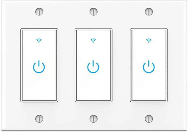 Main image of Smart Switch 3Gang Smart Light Switch 3 Gang, 2.4Ghz in-Wall Smart Switch WiFi Light Switch Compatible with Alexa and Google Assistant, Single Pole, Need Neutral Wire