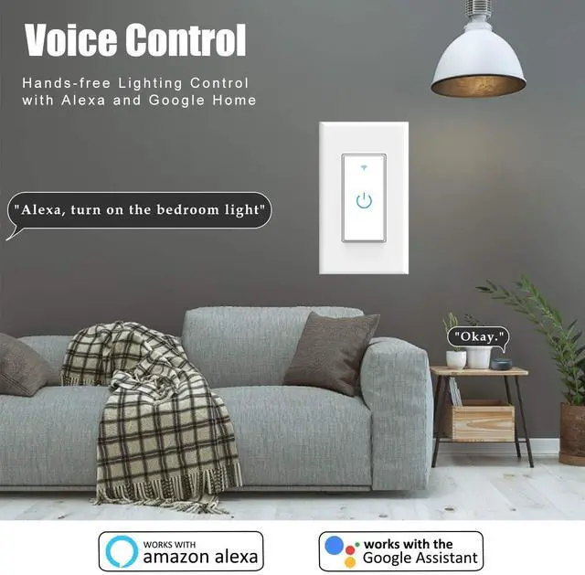 Alt view image 2 of 7 - Smart Switch 3Gang Smart Light Switch 3 Gang, 2.4Ghz in-Wall Smart Switch WiFi Light Switch Compatible with Alexa and Google Assistant, Single Pole, Need Neutral Wire