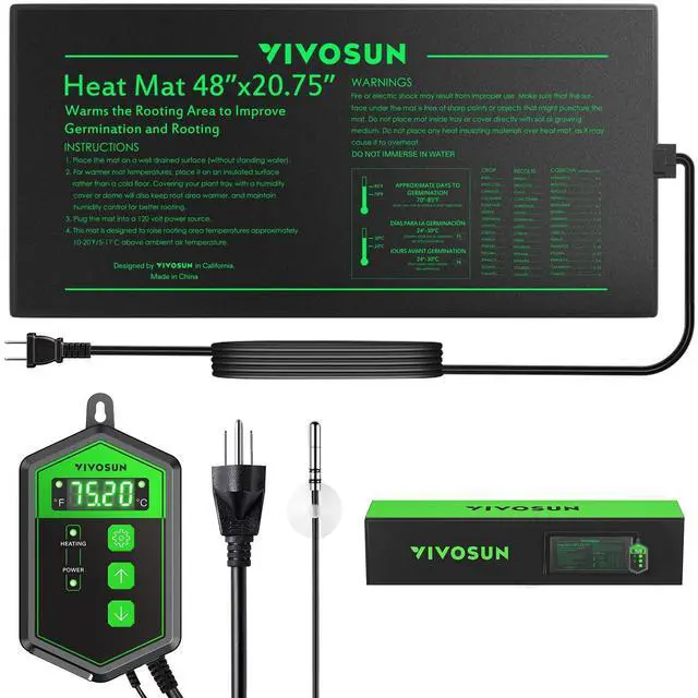 Main image of 48" x 20.75" Seedling Heat Mat and Digital Thermostat Combo Set, UL & MET-Certified Warm Hydroponic Heating Pad for Germination, Indoor Gardening, Greenhouse