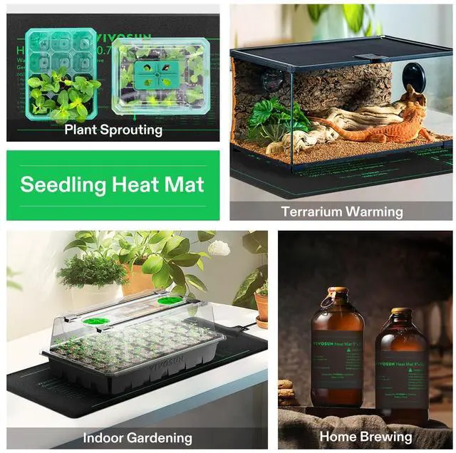 Alt view image 7 of 7 - 48" x 20.75" Seedling Heat Mat and Digital Thermostat Combo Set, UL & MET-Certified Warm Hydroponic Heating Pad for Germination, Indoor Gardening, Greenhouse