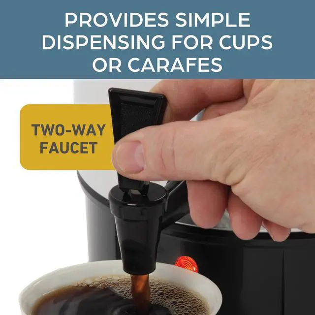 Alt view image 3 of 6 - Coffee Urn Highly-Polished Aluminum Features Automatic Temperature Control with Cup Per Minute Brewing and Easy Clean Up Includes In-Basket Measuring Guide and Ready Light, 30-Cup, Silver