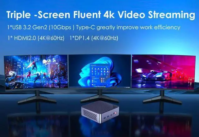 Alt view image 2 of 5 - BRENUC BREN6M Mini PC, Intel Twin Lake N150 (Upgraded N100), 12GB LPDDR5 RAM 256GB PCIe M.2 SSD, Desktop Computer 4K Dual HDMI/USB3.2/WiFi 6/BT5.2/2.5GbE RJ45 for Office, Business