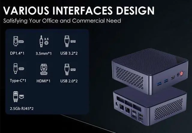 Alt view image 5 of 5 - BRENUC BREN6M Mini PC, Intel Twin Lake N150 (Upgraded N100), 12GB LPDDR5 RAM 256GB PCIe M.2 SSD, Desktop Computer 4K Dual HDMI/USB3.2/WiFi 6/BT5.2/2.5GbE RJ45 for Office, Business
