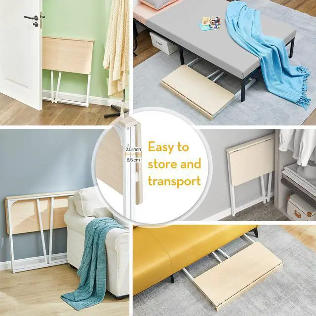 Alt view image 5 of 7 - Folding Desk, Small Foldable Desk 31.5" for Small Spaces, Space Saving Computer Table Writing Workstation for Home Office, Easy Assembly, Oak