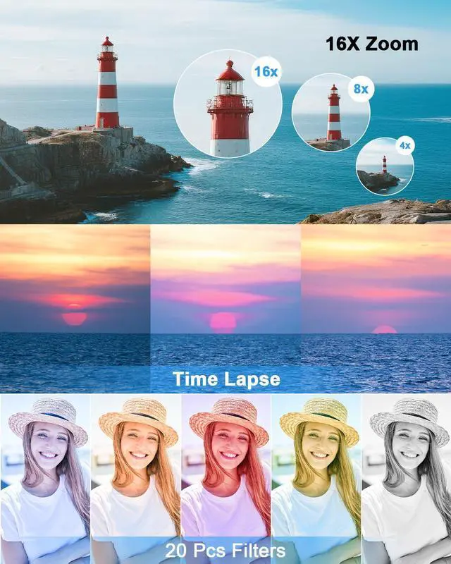 Alt view image 6 of 7 - Digital Camera, 4K 64MP Cameras for Photography, Point and Shoot Digital Camera with Auto Focus, Dual Camera, Flash, 16X Zoom, Anti Shake, 32GB Card, Compact Vlogging Camera for Teens, Adults