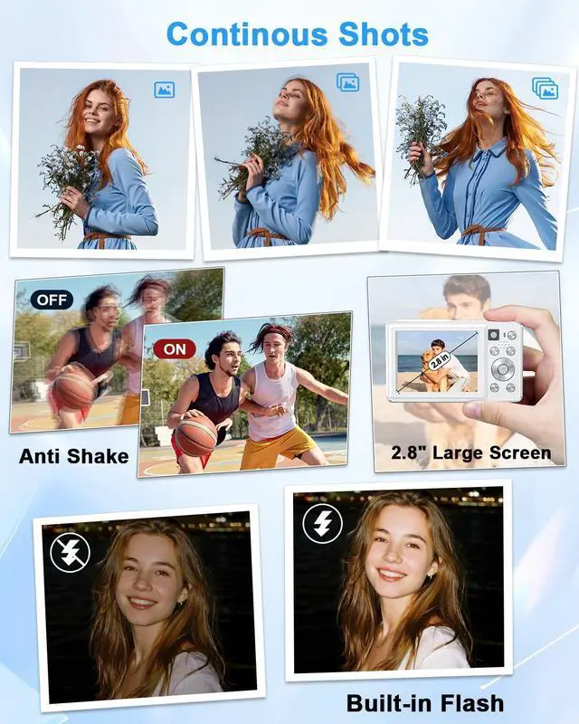 Alt view image 7 of 7 - Digital Camera, 4K 64MP Cameras for Photography, Point and Shoot Digital Camera with Auto Focus, Dual Camera, Flash, 16X Zoom, Anti Shake, 32GB Card, Compact Vlogging Camera for Teens, Adults