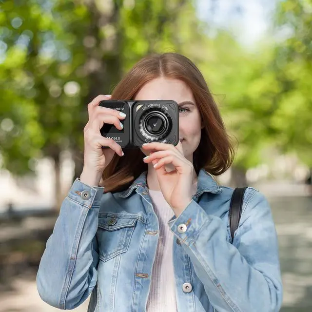 Alt view image 7 of 7 - Digital Camera, 4K 64MP Dual Screens Camera, 18X Zoom, Point and Shoot Digital Camera with 64GB TF Card & 2 Batteries, Portable Rechargeable Small Camera for Kids Teens Adult, Black