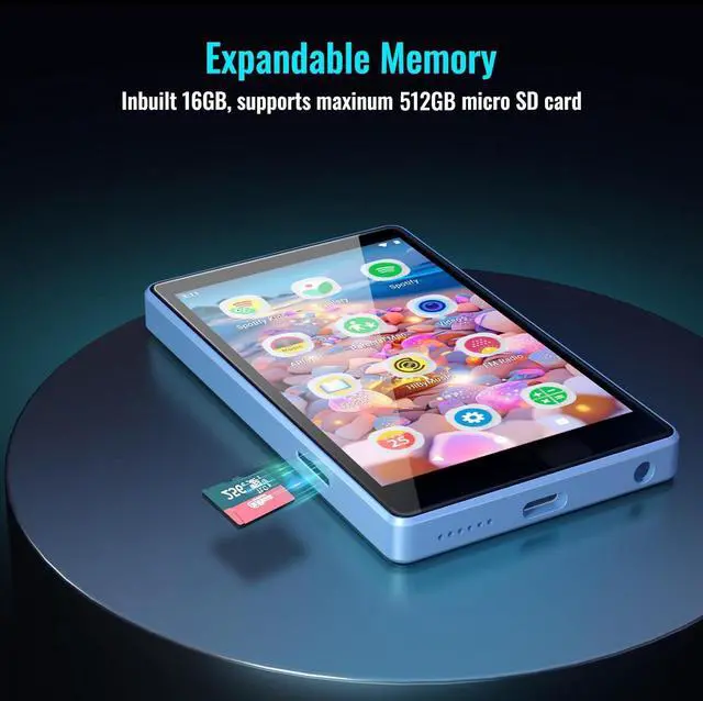 Alt view image 6 of 6 - MP3 Player for Kids with Spotify, Parental Controls, Spotify Kids, Audible, Amazon Music, Libby, 4.0" IPS Kids MP4 Music Player Up to 512GB (Blue)