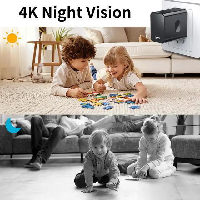 Alt view image 3 of 7 - 2.4G/5G WiFi Security Camera, 4K Body Camera Charger, Nanny Cam with 160° Wide Angle, Night Version, Motion Detection, Mini Cameras for Home Security