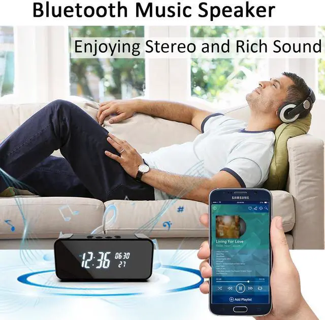 Alt view image 5 of 7 - Hidden Camera,Wireless Indoor Camera for Home Security, 3 in 1 Nanny Cam with Clock & Bluetooth Speaker, 4K HD Night Vision & Motion Detection,Local SD Recording/Replay, Video Only Security Camera