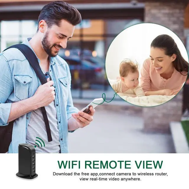 Alt view image 4 of 6 - 2024 New Hidden Camera Detector with Charger, 1080P WiFi Security Portable Camera, Mini Nanny Cam with Loop Working for Indoor Surveillance, No Audio up to 128GB SD Card (Not Included)