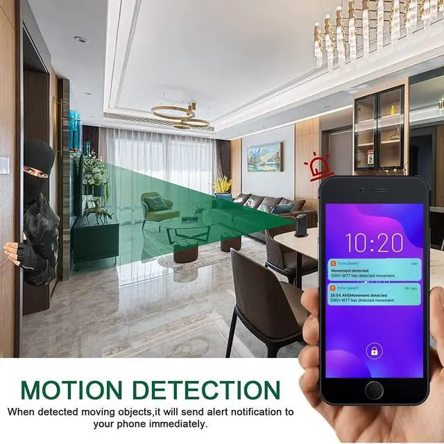 Alt view image 6 of 6 - 2024 New Hidden Camera Detector with Charger, 1080P WiFi Security Portable Camera, Mini Nanny Cam with Loop Working for Indoor Surveillance, No Audio up to 128GB SD Card (Not Included)