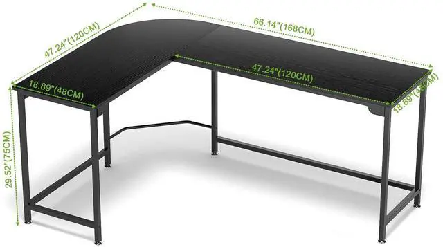 Alt view image 2 of 7 - Modern L Shaped Gaming Desk 66'' Corner Computer Desk for Home Office Gaming Table Study Writing Workstation for Small Space, Easy to Assemble
