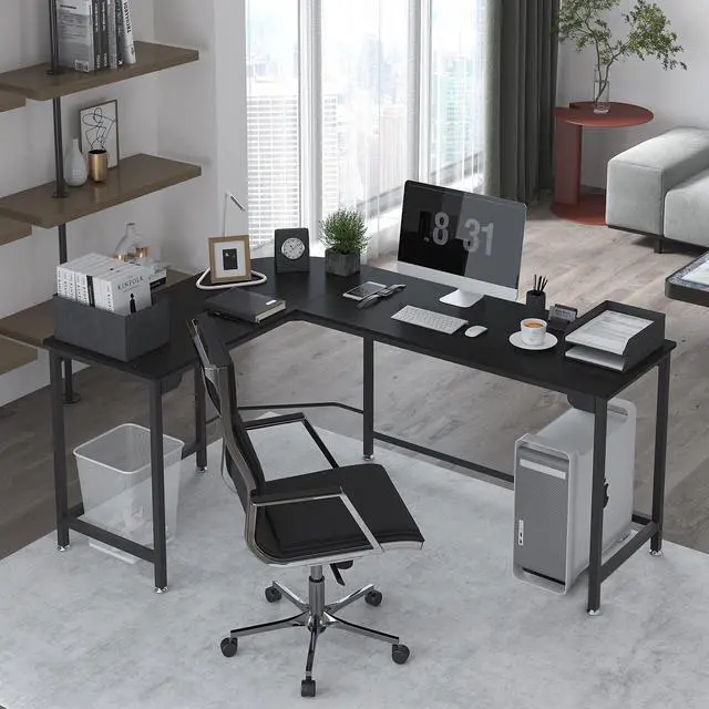 Alt view image 3 of 7 - Modern L Shaped Gaming Desk 66'' Corner Computer Desk for Home Office Gaming Table Study Writing Workstation for Small Space, Easy to Assemble