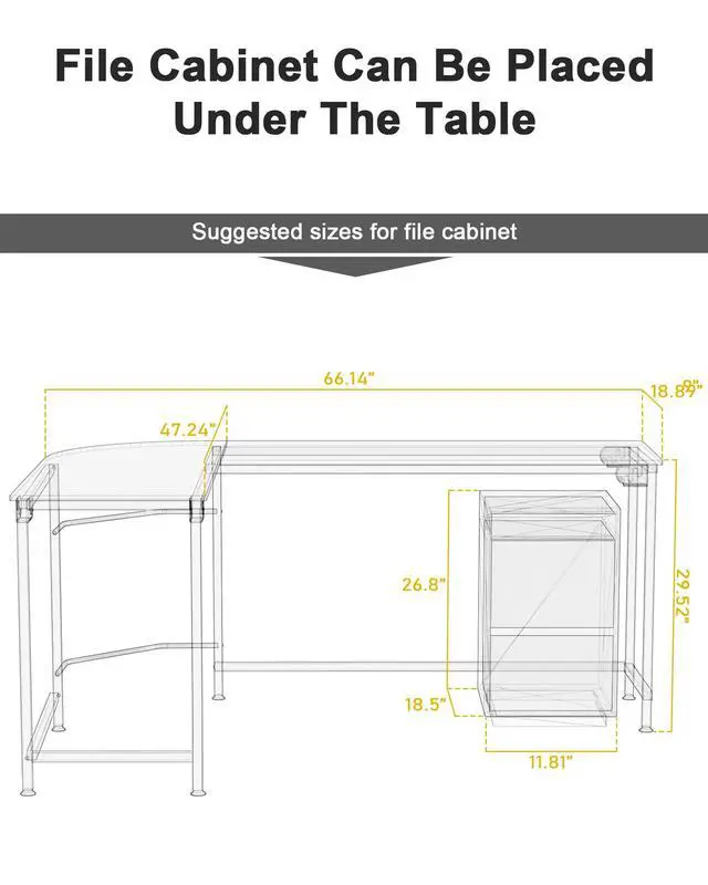 Alt view image 7 of 7 - Modern L Shaped Gaming Desk 66'' Corner Computer Desk for Home Office Gaming Table Study Writing Workstation for Small Space, Easy to Assemble