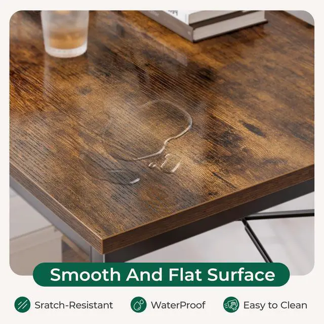 Alt view image 6 of 7 - L Shaped Desk, 39 Inches Computer Desk with Reversible Storage Shelves, Gaming Desk, Corner Home Office Desks, Writing Study Desk with Metal Frame, Rustic Brown