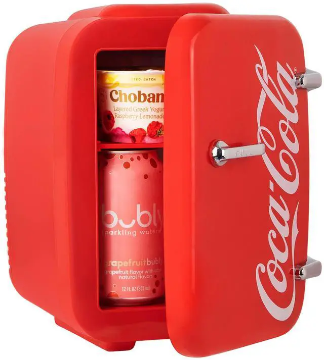 Alt view image 2 of 7 - Retro Coca-Cola Mini Fridge for Bedroom - Car, Office Desk & College Dorm Room - 4L/6 Can 12V Portable Cooler & Warmer for Food, Drinks & Skincare - AC/DC and Exclusive USB Option (Coke, Red)
