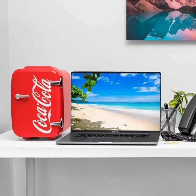 Alt view image 4 of 7 - Retro Coca-Cola Mini Fridge for Bedroom - Car, Office Desk & College Dorm Room - 4L/6 Can 12V Portable Cooler & Warmer for Food, Drinks & Skincare - AC/DC and Exclusive USB Option (Coke, Red)