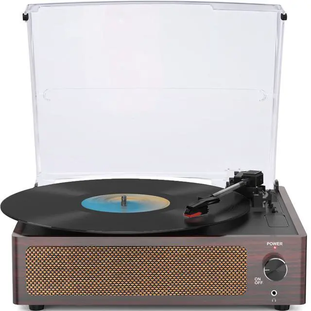 Main image of Vinyl Record Players Turntable with Built-in Two Speakers Belt-Driven All-in-one Retro Turn tables 3 Speed 3 Size LP Phonograph BT Wireless Bluetooth Receiver Headphone AUX-in RCA Vintage Red