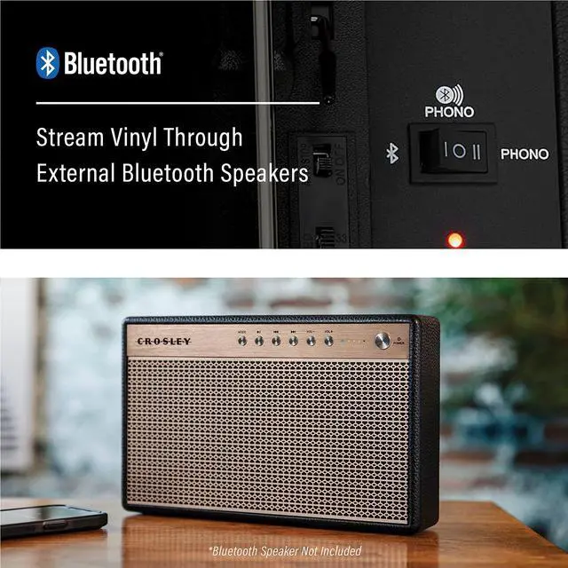 Alt view image 4 of 6 - CR8005F-MT Cruiser Plus Vintage 3-Speed Bluetooth in/Out Suitcase Vinyl Record Player Turntable, Mint