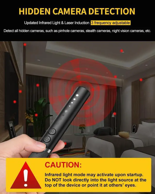 Alt view image 5 of 7 - Hidden Camera Detectors, Spy Camera Finder, Hidden GPS Tracking Device Listening Recording Device Detector, Hidden Bug Sweeper and Camera Detector for Travel Hotel Car (Medium)