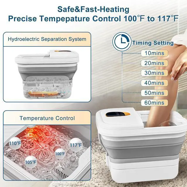 Alt view image 3 of 4 - Collapsible Foot Spa Bath with Heat, Motorized Massager, Touch Screen, Foot Pedicure Kit, Temperature Control, Pedicure Foot Spa, Foot Bath